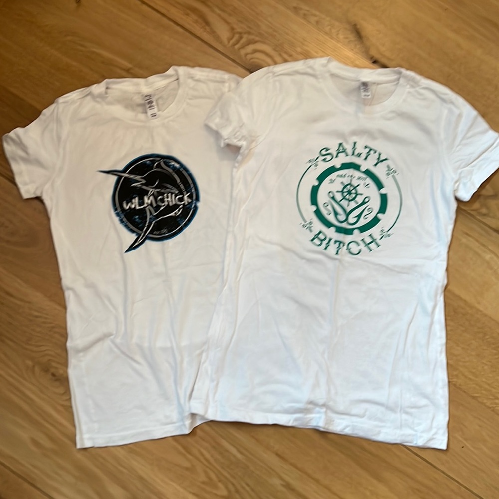 2 pack. Fishing woman shirts
